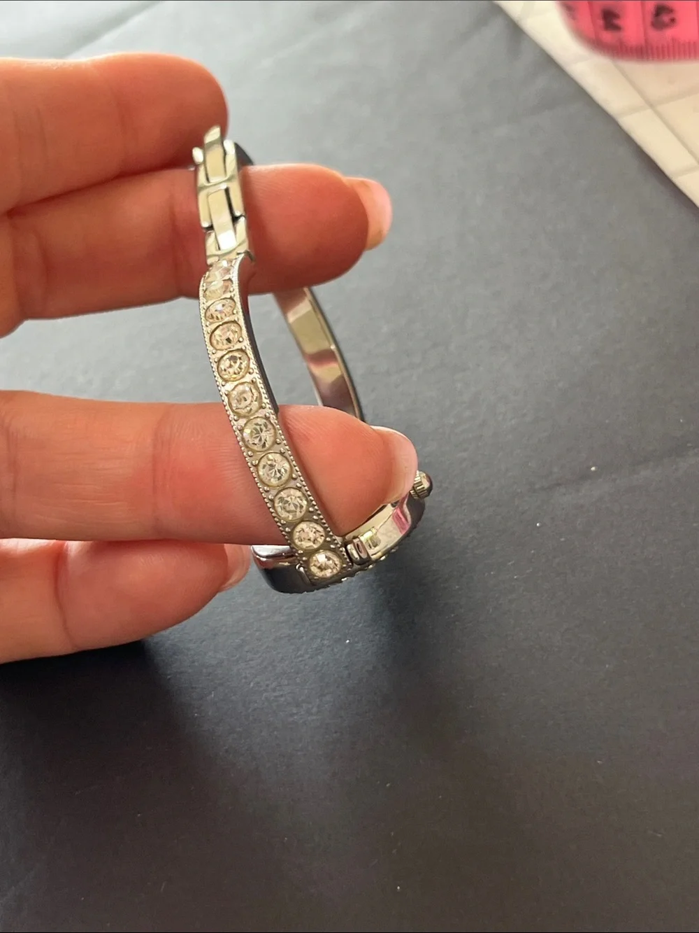 Fossil F2 Silver Crystal Bangle Watch with Mother-of-Pearl Dial ES-1636